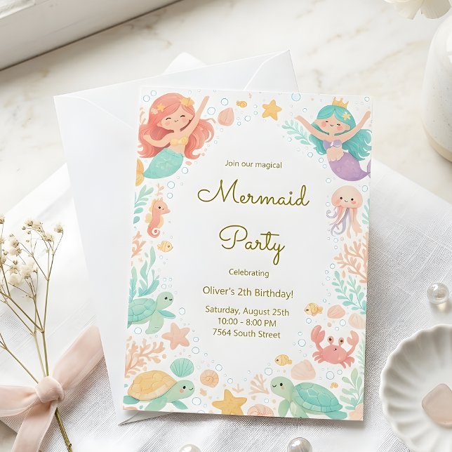 Magical Mermaid Under the Sea Kids Birthday Party  Invitation (Creator Uploaded)