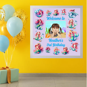 Magical Mermaid Under the Sea Kids Birthday Party Poster