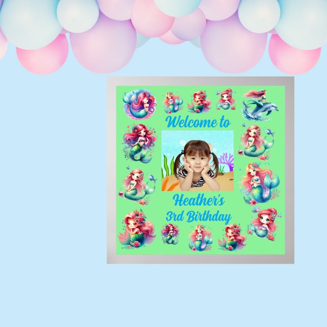 Magical Mermaid Under the Sea Kids Birthday Party Poster (Creator Uploaded)