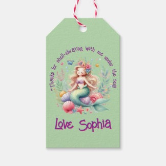 Magical Mermaid Under The Sea Photo Thank You Gift Tags