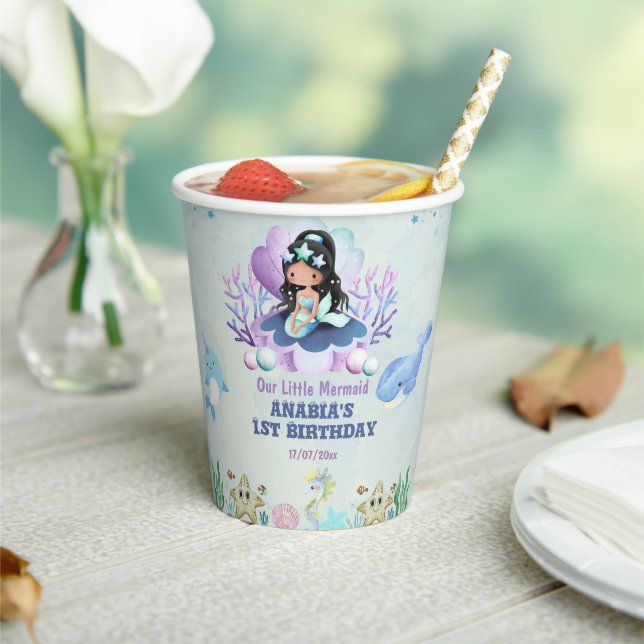 Magical Mermaid Watercolor Birthday Party  Paper Cups (Insitu)