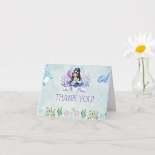 Magical Mermaid Watercolor Birthday Thank You Card