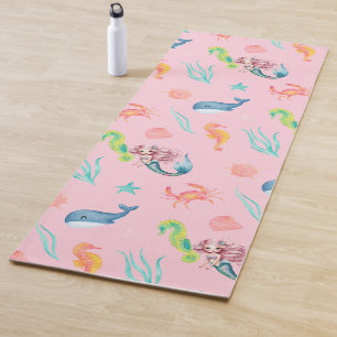 Magical mermaid whale rainbow Birthday girl party Yoga Mat