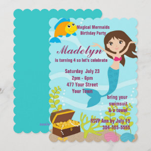 Magical Mermaids Pool Party Invitation