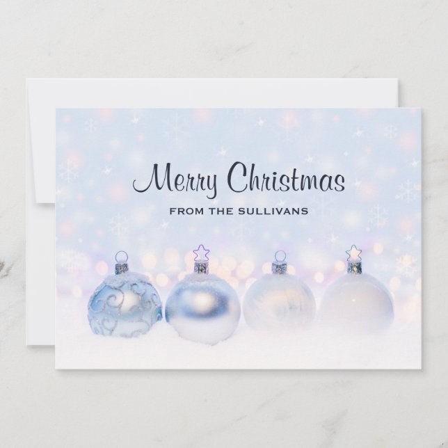 Magical Metallic Christmas Balls Photograph Holiday Card (Front)