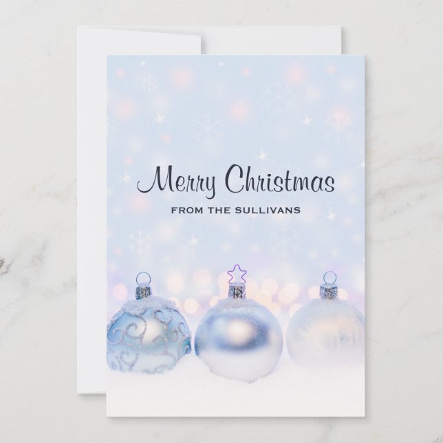 Magical Metallic Christmas Balls Photograph Holiday Card (Front)