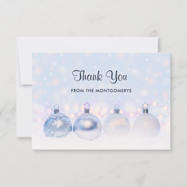 Magical Metallic Christmas Balls Photograph Thank You Card (Front)