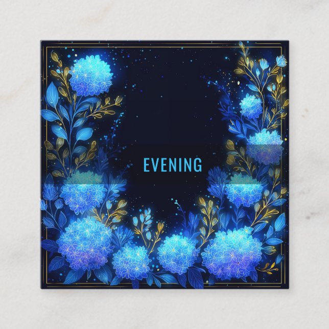 Magical Midnight Garden Floral Square Business Card (Front)