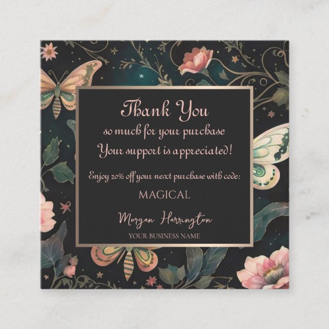 Magical Midnight Garden Thank You Discount Card (Front)