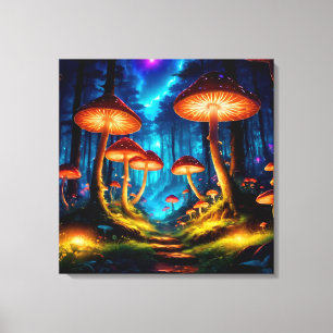 Magical Midnight Mushroom Forest Canvas Print
