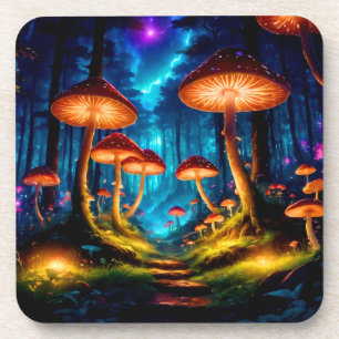 Magical Midnight Mushroom Forest Coaster