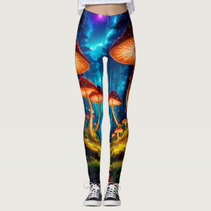 Magical Midnight Mushroom Forest Leggings