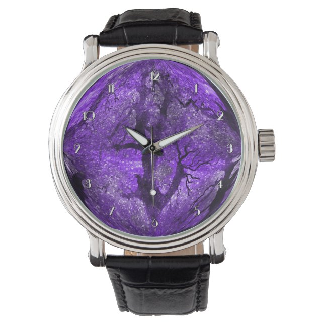 Magical Midnight Purple Crystal Ball Wrist Watch (Front)