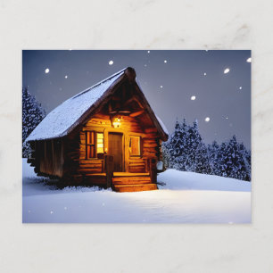 Magical Midnight Winter Cabin Postcard