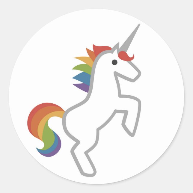 Magical Minimal Rainbow Unicorn Emoji Icon Classic Round Sticker (Front)