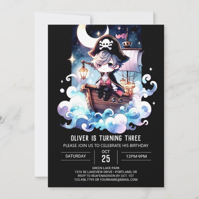 Magical Minimalist Pirate Birthday Invitation (Front)