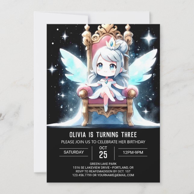 Magical Minimalist Princess Birthday Invitation (Front)