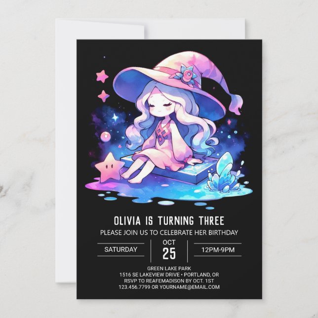 Magical Minimalist Wizard Birthday Invitation (Front)