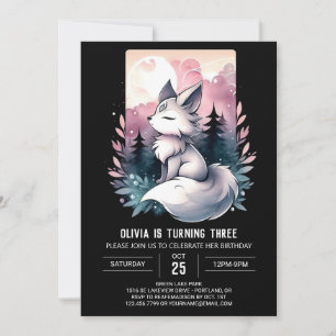 Magical Minimalist Wolf Birthday Invitation