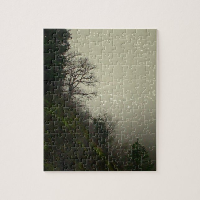 Magical Mist Forest Hill Jigsaw Puzzle (Vertical)
