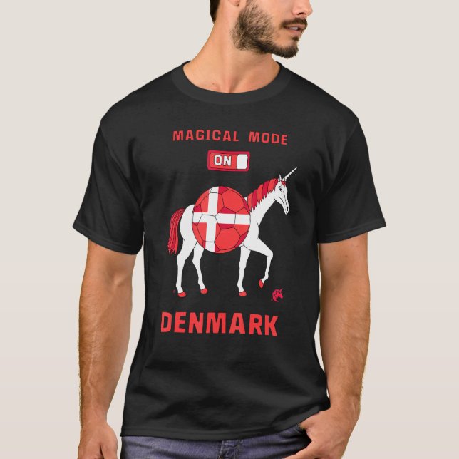 Magical Mode On Denmark Soccer Unicorn T-Shirt (Front)