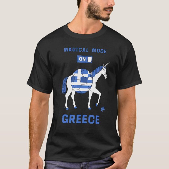 Magical Mode On Greece Soccer Unicorn T-Shirt (Front)