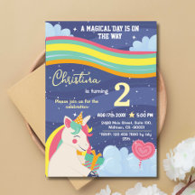 Magical modern unicorn rainbow stars 2nd birthday 