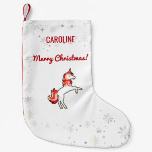 Magical Modern Unicorn Snowflakes Personalize Xmas Small Christmas Stocking