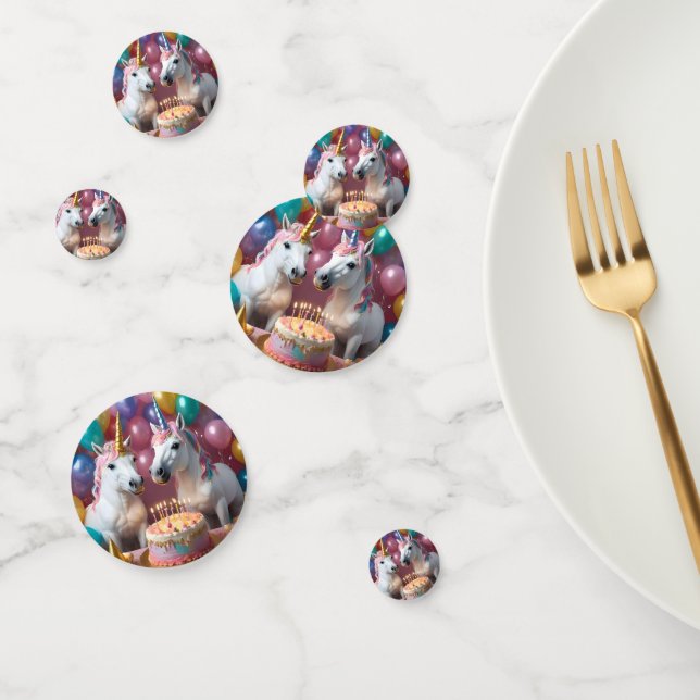 Magical Moments: A White Unicorns' Birthday Bash Confetti (Group)