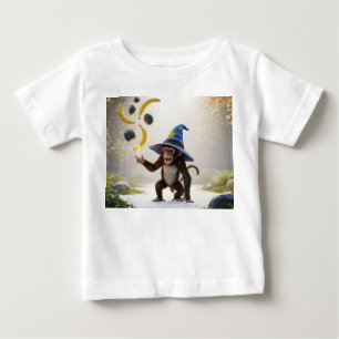 Magical Monkey Wizard Levitating Bananas in Sunlit Baby T-Shirt