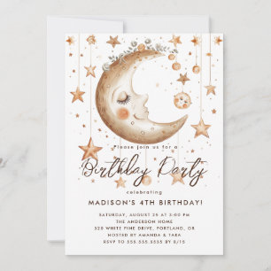 Magical Moon And Stars Birthday Party  Invitation