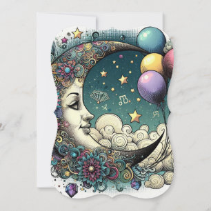 Magical Moon Birthday Card Greeting Card