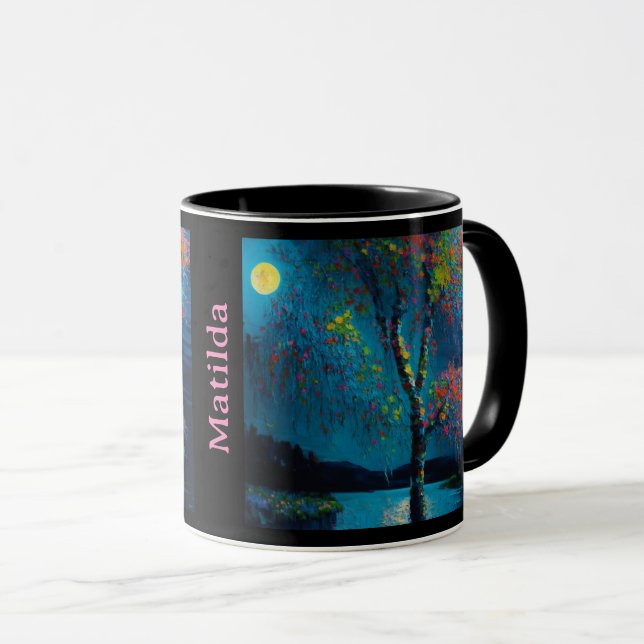Magical Moon River Tree in oil painting style Mug (Front Right)