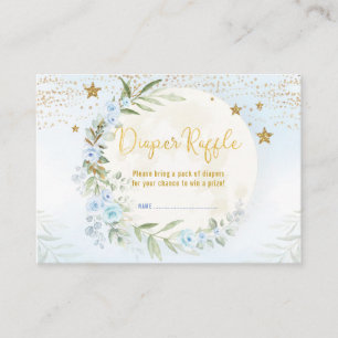 Magical Moon Stars Blue Gold Floral Diaper Raffle Enclosure Card