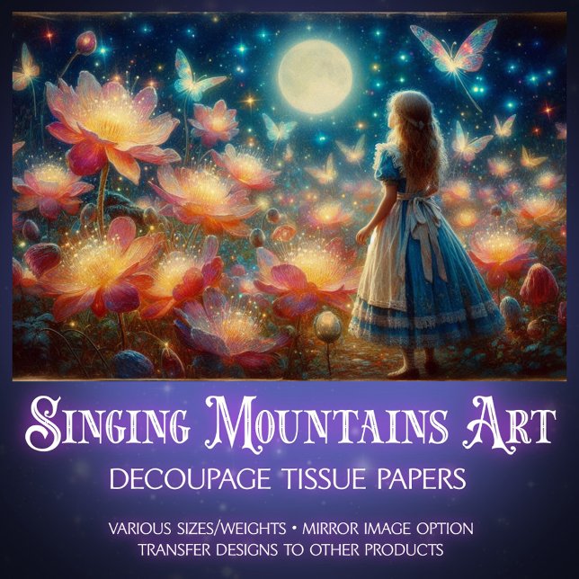 Magical Moonlight Firefly Garden Alice Decoupage Tissue Paper (Creator Uploaded)
