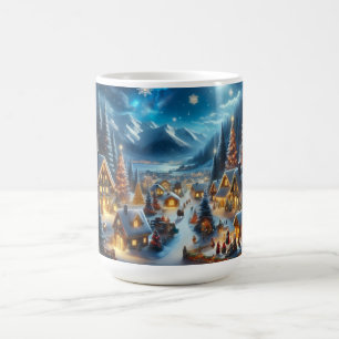 Magical Moonlit Snowy Christmas Village Coffee Mug
