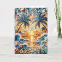 Magical Mosaic Tropical Ocean Sunset Birthday