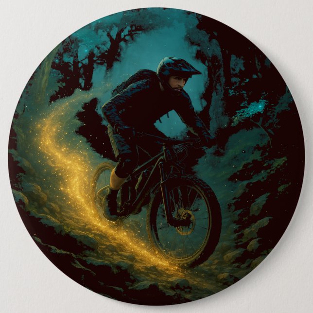 Magical Mountain Biking Adventure Trail Scene  6 Cm Round Badge (Front)