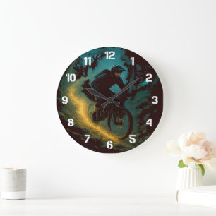 Magical Mountain Biking Adventure Trail Scene  Large Clock