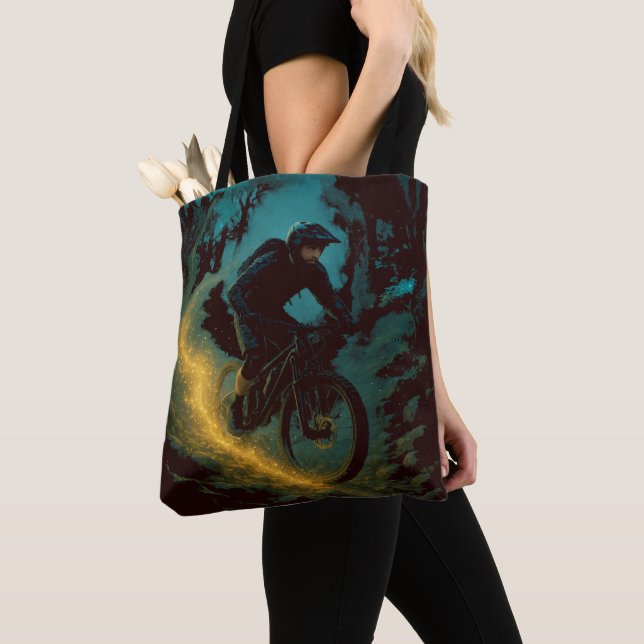 Magical Mountain Biking Adventure Trail Scene  Tote Bag (Close Up)