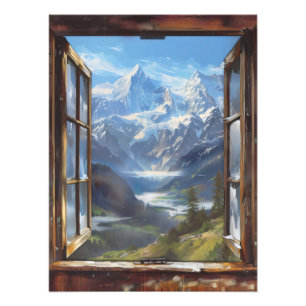 Magical Mountains Window View Photo Print