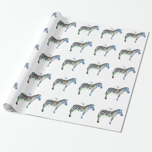 Magical Multi Coloured Zebra Spray Paint style Wrapping Paper