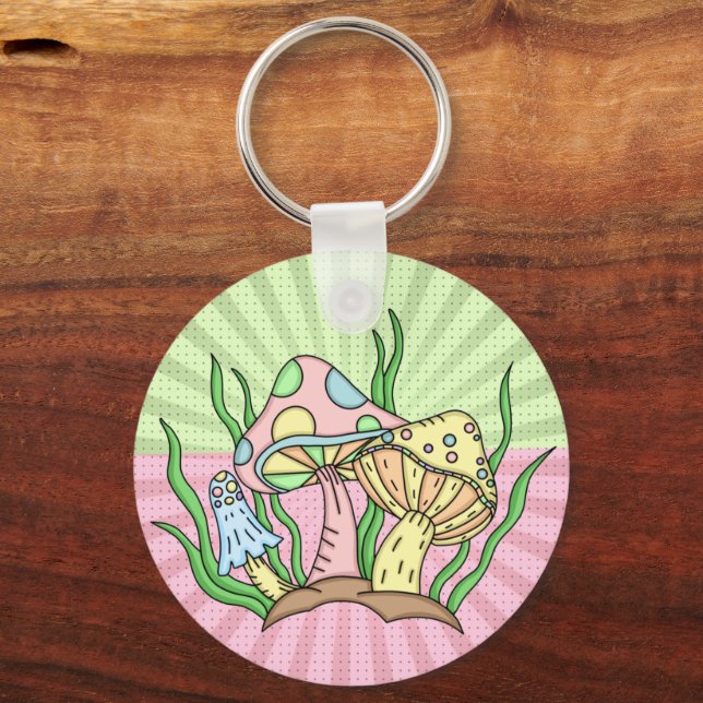 Magical Mushroom Cute Pastel   Key Ring (Back)