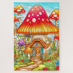 Magical Mushroom House Illustration Jigsaw Puzzle