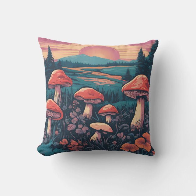 Magical Mushroom Meadow D11 Cushion (Front)