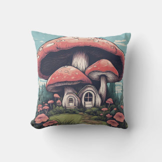 Magical Mushroom Meadow D6 Cushion