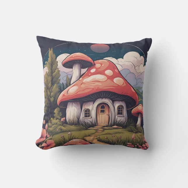 Magical Mushroom Meadow D7 Cushion (Front)