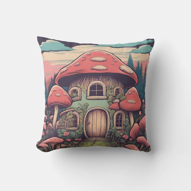 Magical Mushroom Meadow D8 Cushion (Front)