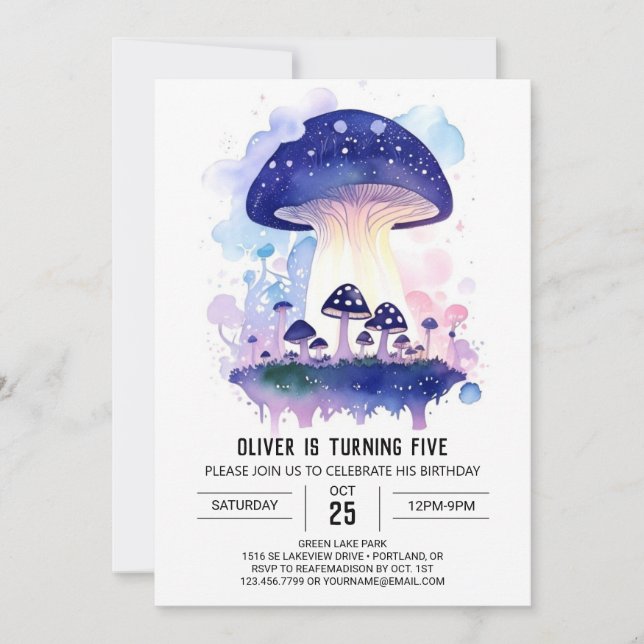 Magical Mushroom Toadstool Birthday Invitation (Front)