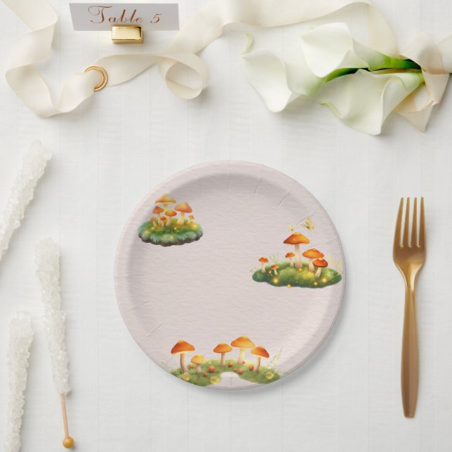 Magical Mushroom Woodland Greenery Baby Shower Paper Plate (Wedding)